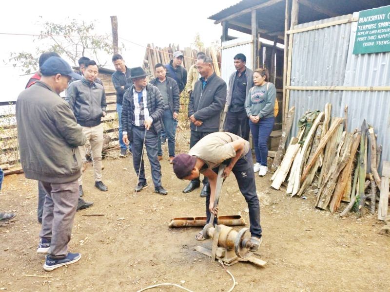 DoLR Director, Renben Lotha with other officials during their visit to Ekhao and Pathso on February 26. (Morung Photo)